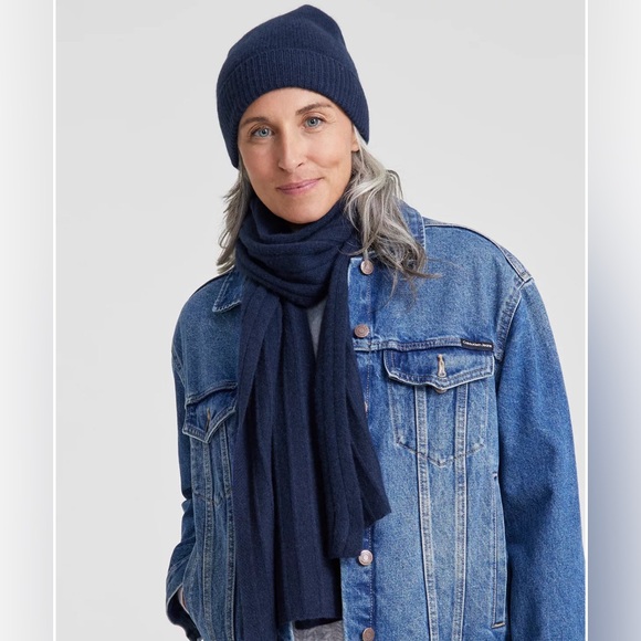 Charter Club Cashmere Cuffed Beanie Hat Women's One Size Navy 100% CASHMERE - Picture 2 of 11